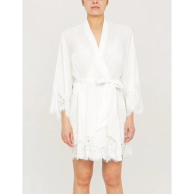 Shop Palindrome Grandiose Satin Robe In Snow+white