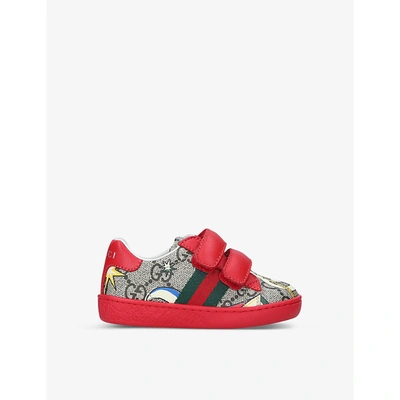 Shop Gucci New Ace Vl Gg Canvas Trainers 4-8 Years In Beige Comb