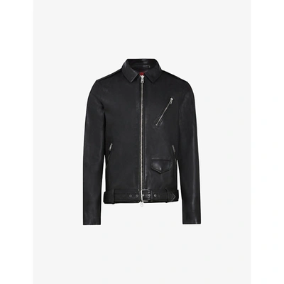Shop Allsaints Monza Leather Biker Jacket In Black
