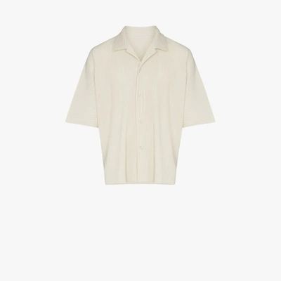 Shop Issey Miyake Button-up Plissé Shirt In White