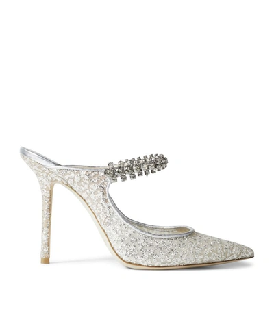 Shop Jimmy Choo Bing 100 Glitter Mules In Silver