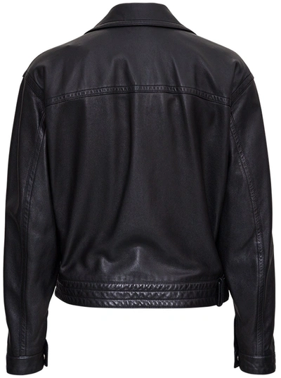 Shop Saint Laurent Plonge Classic Leather Jacket In Black