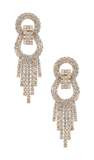 Ettika Dancing Crystal Chain Fringe Earrings In Gold