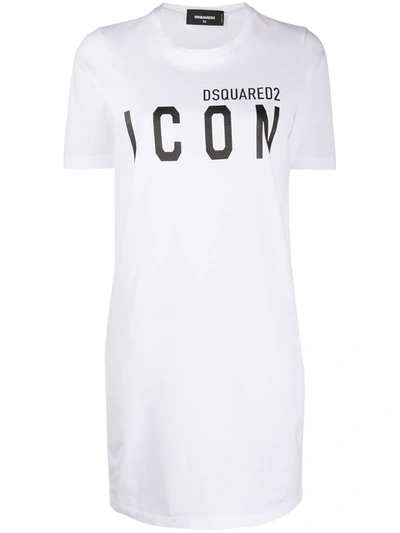 Shop Dsquared2 Long-print T-shirt Dress In White