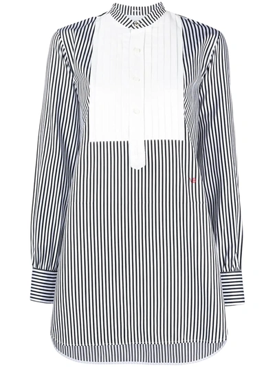 Shop Victoria Beckham Bib Collar Striped Shirt In Black