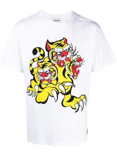 Shop Kenzo Three Tigers Printed T-shirt In White