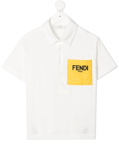 Shop Fendi Logo Patch Polo Shirt In White