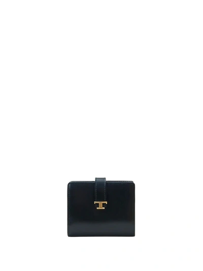 Shop Tod's Small Logo Wallet In Nero