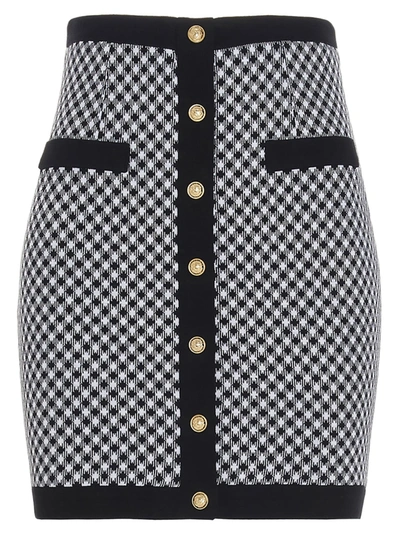 Shop Balmain Skirt In Bianco Nero