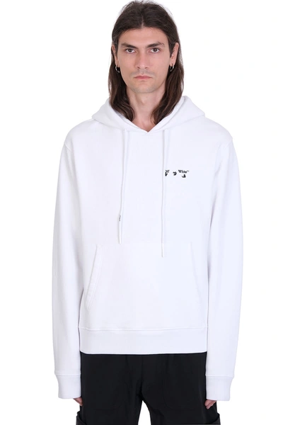 Shop Off-white Ow Logo Hoodie Sweatshirt In White Cotton