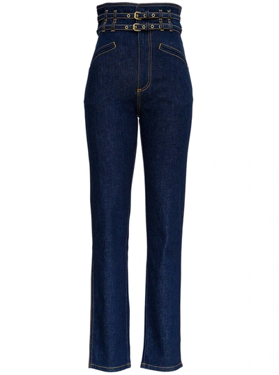 Shop Philosophy Di Lorenzo Serafini High Waisted Jeans With Double Belt In Blu