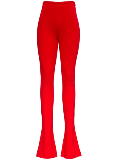 Shop Attico Flared Viscose Pants In Red