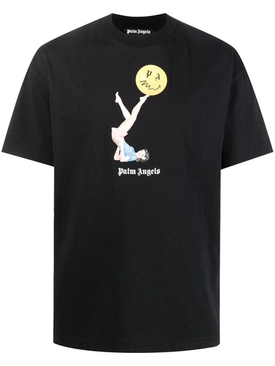 Shop Palm Angels Pin-up Print T-shirt In Black