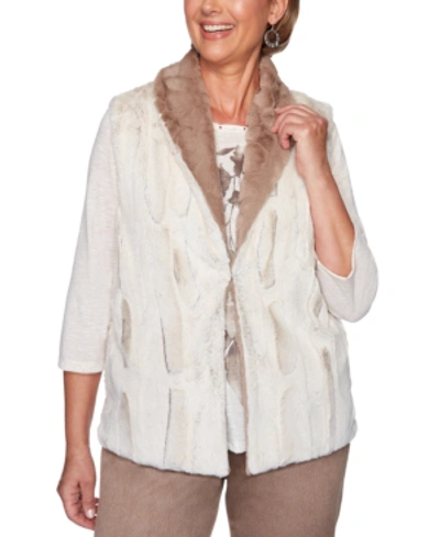 Shop Alfred Dunner First Frost Reversible Faux-fur Vest In Toast