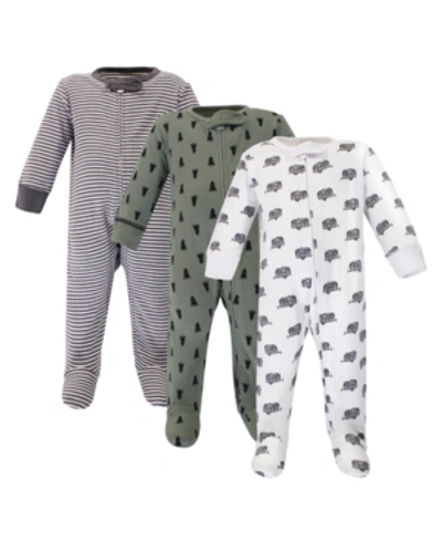 Shop Touched By Nature Baby Boy Organic Sleep And Play 3 Pack In Green