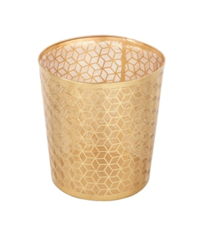 Shop Cosmoliving By Cosmopolitan Gold Metal Glam Small Waste Bin, 10 " X 9 " X 9 " In Gold-tone
