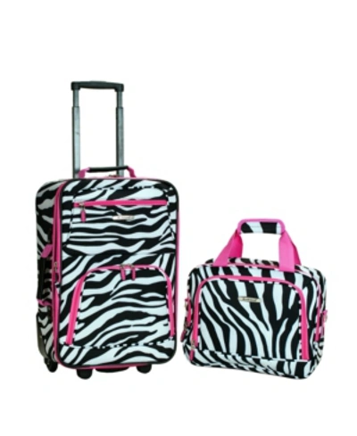 Shop Rockland 2-pc. Pattern Softside Luggage Set In Zebra With Pink Trim