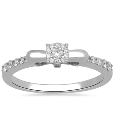 Shop Enchanted Disney Fine Jewelry Diamond Snow White Bow Ring (1/4 Ct. T.w.) In 10k White Gold