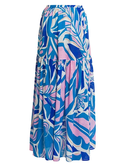 Shop Emilio Pucci Women's Rustic Cotton Maxi Skirt In Turquoise