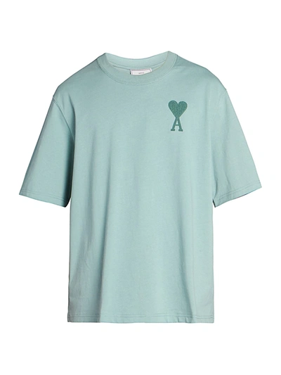 Shop Ami Alexandre Mattiussi Men's Ami De Coeur T-shirt In Light Green