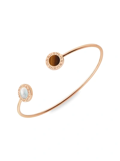 Shop Bvlgari Women's Classic 18k Rose Gold Tiger's Eye & Mother-of-pearl Cuff Bracelet