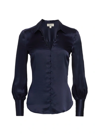 Shop L Agence Women's Naomi Silk Charmeuse Blouse In Midnight