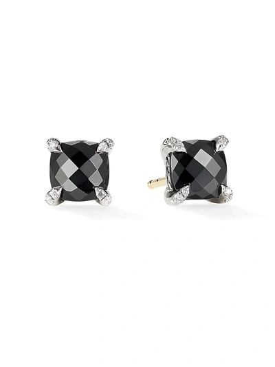 Shop David Yurman Women's Châtelaine Stud Earrings With Gemstone & Diamonds In Black Onyx