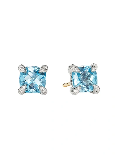 Shop David Yurman Women's Châtelaine® Stud Earrings With Gemstone & Diamonds In Rhodalite Garnet