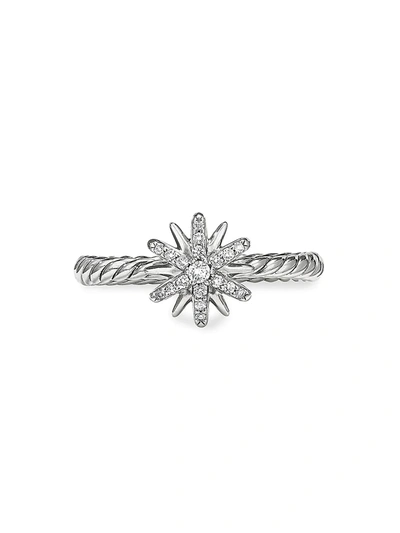 Shop David Yurman Women's Petite Starburst Station Ring With Diamonds In Silver