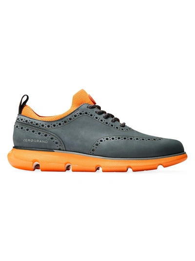 Shop Cole Haan Men's 4.zer0grand Chunky Leather Oxfords In Turbulance Buck Vibrant Orange