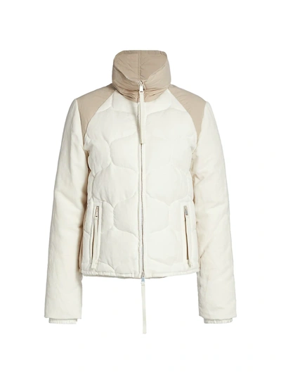 Shop Moncler Margaret Velvet Quilted Down Puffer Coat In White