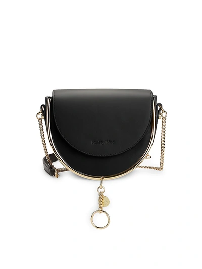 Shop See By Chloé Women's Mara Leather Saddle Bag In Black