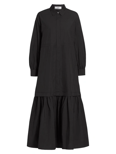 Shop Co Essentials Poplin Tier Midi Dress In Black