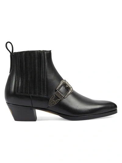 Shop Gucci Zahara Leather Ankle Chelsea Boots In Black