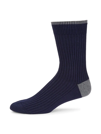 Shop Brunello Cucinelli Ribbed Socks In Dark Blue