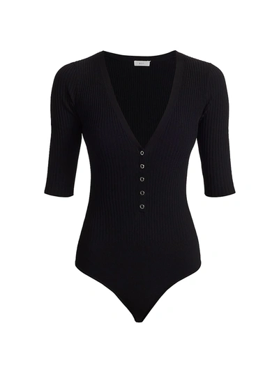 Shop A.l.c Henley Bodysuit In Black