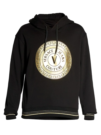 Shop Versace Jeans Couture Coin Logo Hoodie In Black Gold