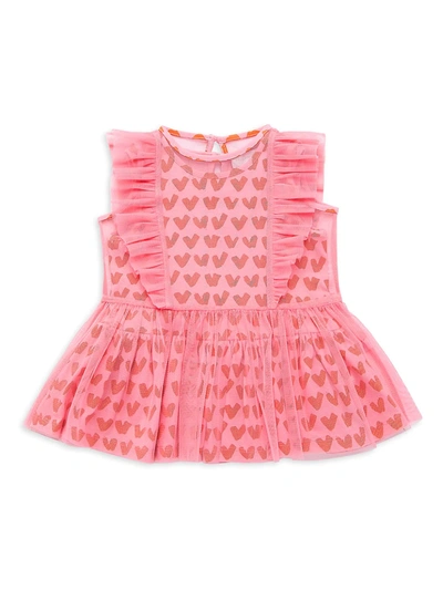 Shop Stella Mccartney Baby Girl's Heart Print Tulle Dress In Pink