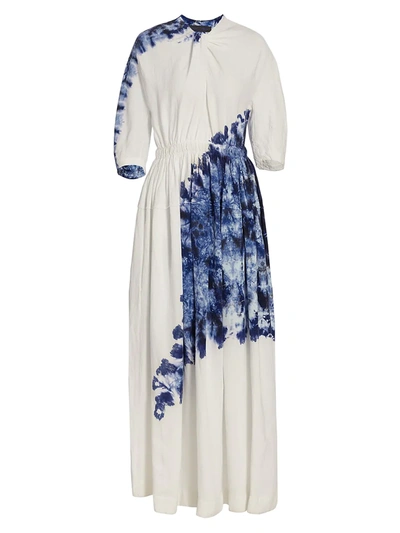 Shop Proenza Schouler Tie-dye Linen-blend Maxi Dress In Blue Multi