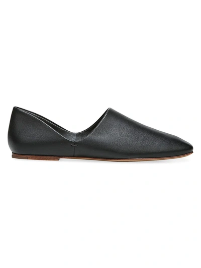 Shop Vince Chandler Square-toe Leather Loafers In Black
