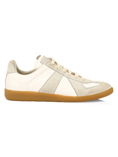 Shop Maison Margiela Replica Leather Low-top Sneakers In White