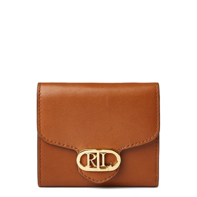 Shop Lauren Ralph Lauren Leather Compact Wallet In Lauren Tan