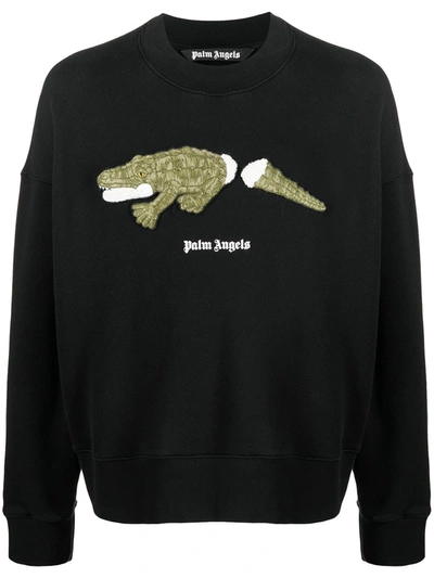 Palm Angels Embroidered-crocodile Sweatshirt In Black | ModeSens