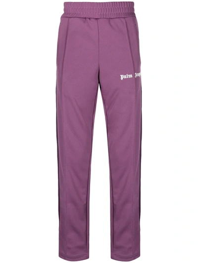 Shop Palm Angels Logo Print Track Pants In Purple