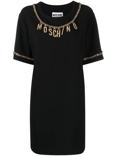 Shop Moschino Logo-charm Detail Dress In Black