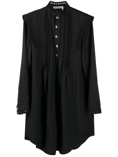 Shop Chloé Ruffle-detail Shirt Dress In Black