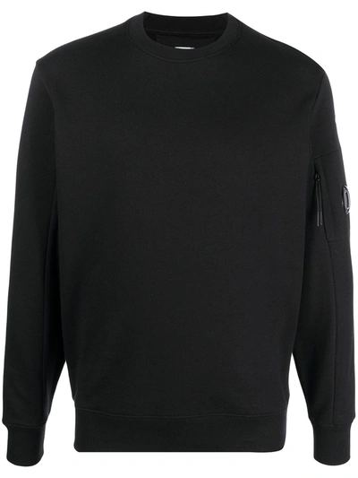 Shop C.p. Company Cotton Crewneck Sweatshirt In Black