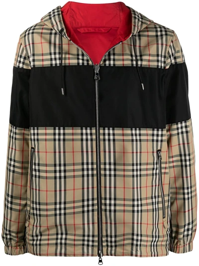 Shop Burberry Reversible Hooded Jacket In Neutrals ,red
