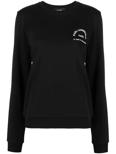 Shop Karl Lagerfeld Slogan-print Organic Cotton Sweatshirt In Black