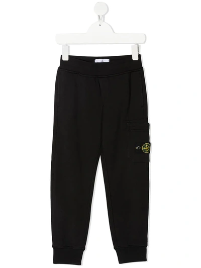 Shop Stone Island Junior Logo-patch Track Trousers In Black